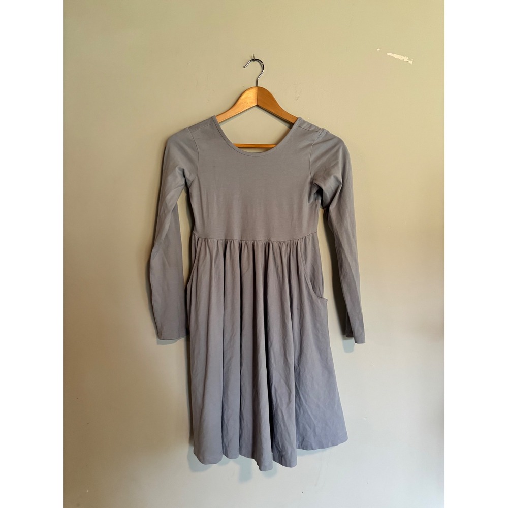 Hanna Andersson Skater Dress Long‎ Sleeve Pocket Twirl Grey Blue 10